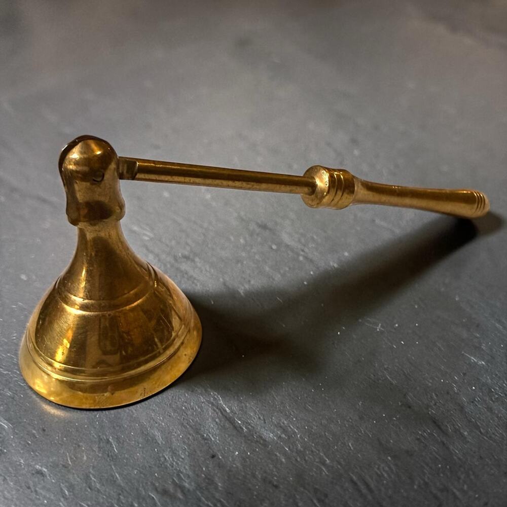 Vintage Brass Mini Candle Snuffer with Bell End and Movable Handle